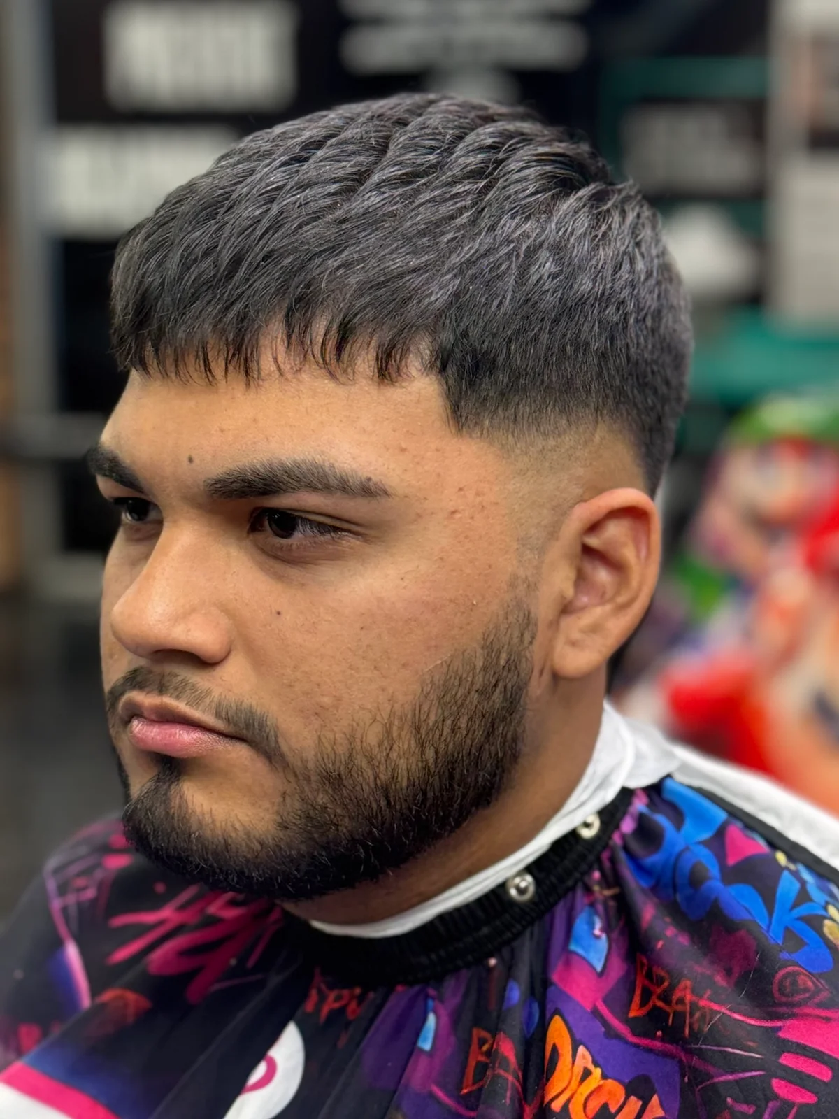 Textured fringe & beard