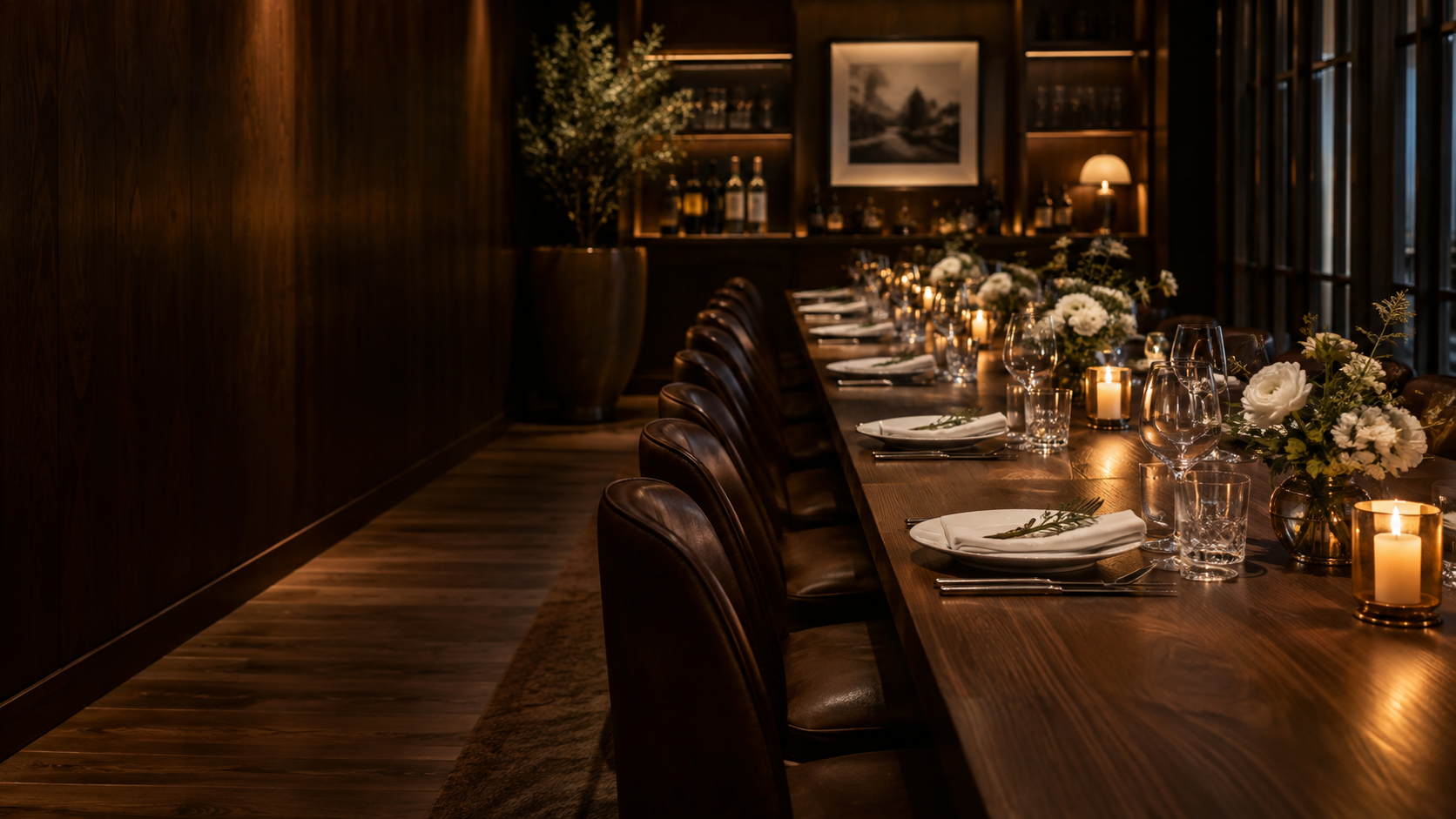 Candlelit reception setting